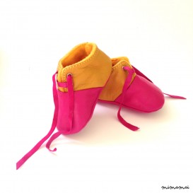 SALE 6-12 Months Slippers / Baby Shoes Lamb Leather Pink Mustard Yellow