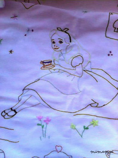 Alice in Wonderland hand embroidered baby girl's blanket baby shower rose white nursery