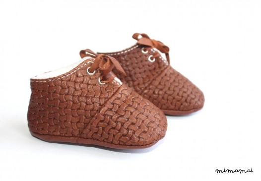 18-24 months Slippers / Baby Shoes Lamb Leather Brown Marron