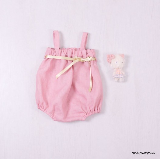 Linen Girl Baby Romper , Dusty Pink Baby Girl Outfit, Baby Shower
