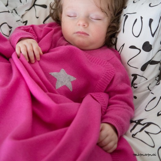 Cashmere Baby Blanket with Star - Pink