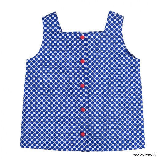 Square Neck Top blue dots
