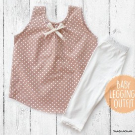 Light Brown Polka dots Tank Top and White Leggings for girls,