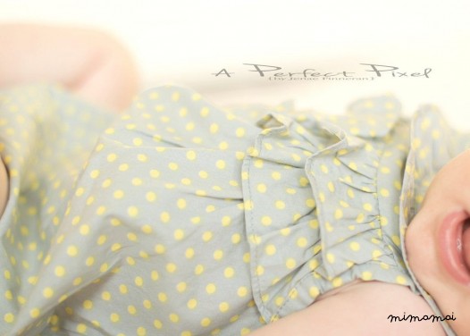Grey and yellow polka dots romper suit