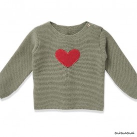 Pullover HUG ME HEART armygreen