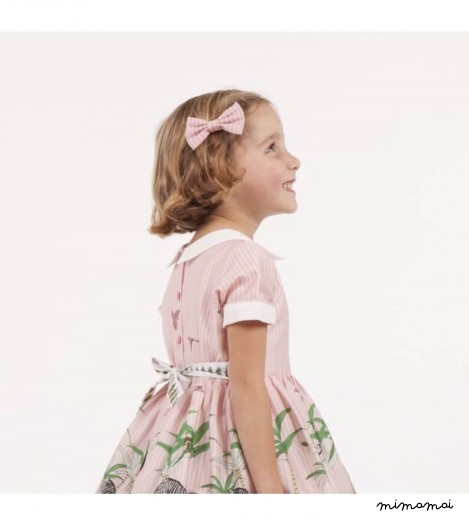 Bow Clip in Stripe, Pink