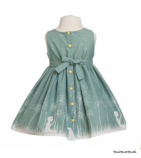 Martha Dress Make A Wish Print in Sage