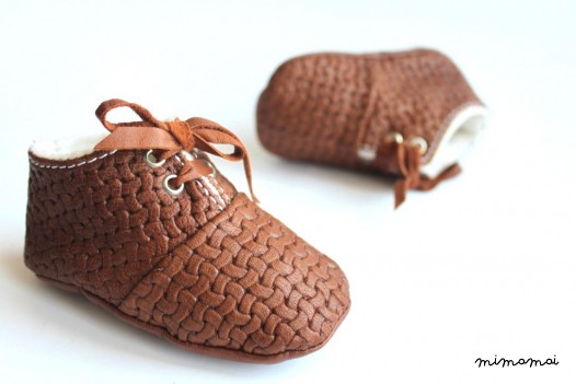 18-24 months Slippers / Baby Shoes Lamb Leather Brown Marron