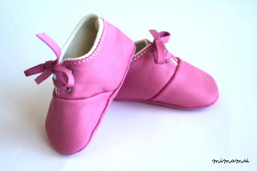 6-12 Months Slippers / Baby Shoes Lamb Leather pink