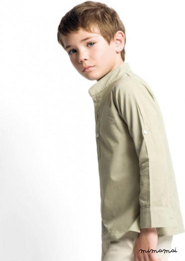 Khaki green stamped boy shirt