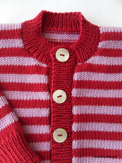 Baby Knitted Cardigan - Lilac & Red