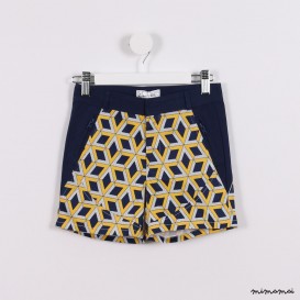 Contrast Yoke Shorts navy and yellow print