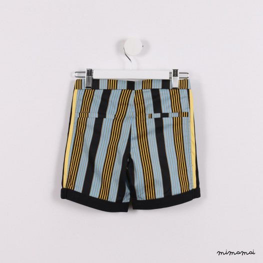 Piped Shorts with Cuffs yellow and black stripes