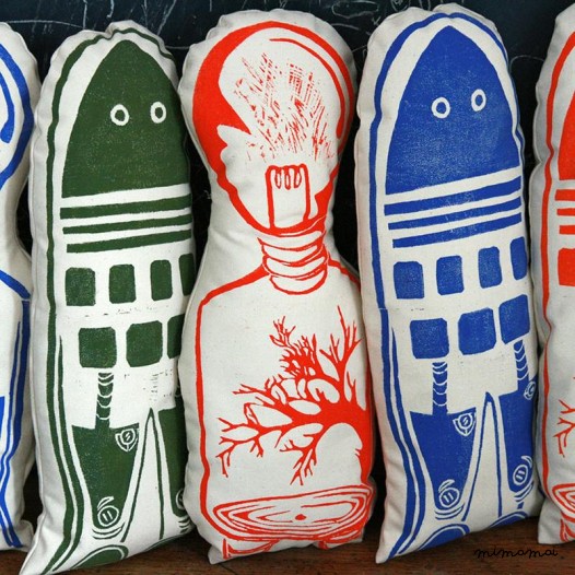Robot Cushion  Orange Bulb