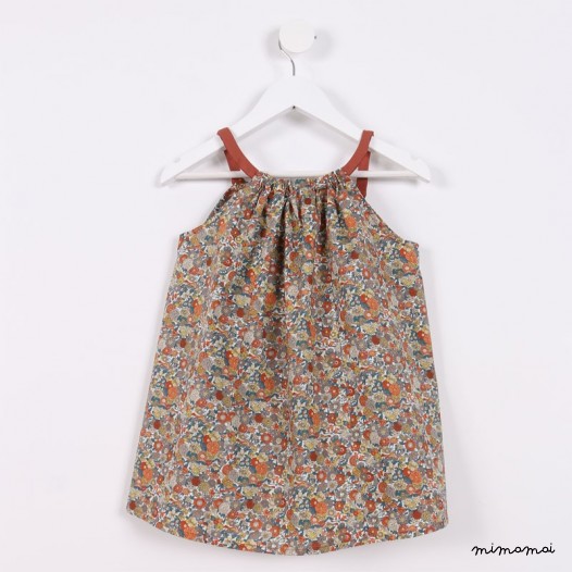 Square-Neck Flare Top orange floral