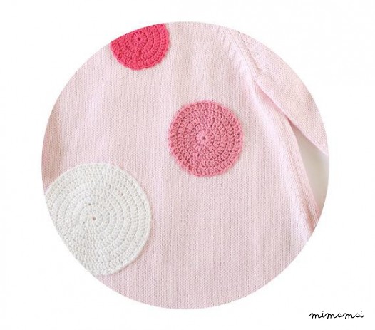 Maglia bambino vestito rosa con puntini all'uncinetto. 100% cotone. READY TO SHIP taglia 1-3 mesi.