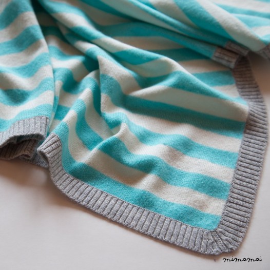 Striped Cashmere Blanket with Star - Turquoise