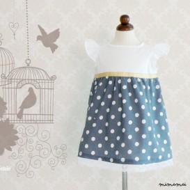 Little girl First Birthday dress, Polka dots