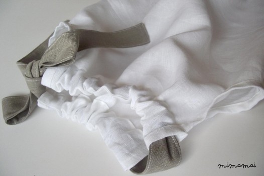 Linen baby girl overalls with bow
