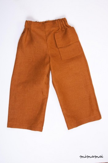 Linen terracotta trousers with a hanging pocket