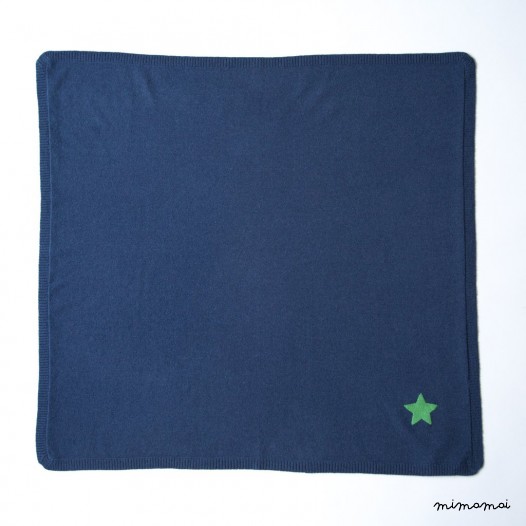 Cashmere Baby Blanket with Star - Navy