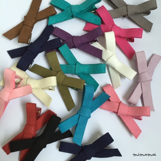 Barrette &agrave; Noeud Simili Daim - Rose Fuschia