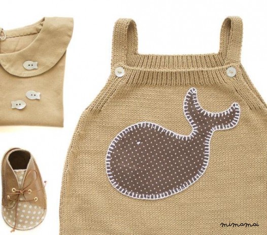 Tuta in maglia in cammello con una balena. 100% cotone. Dimensioni di READY TO SHIP 1-3 mesi