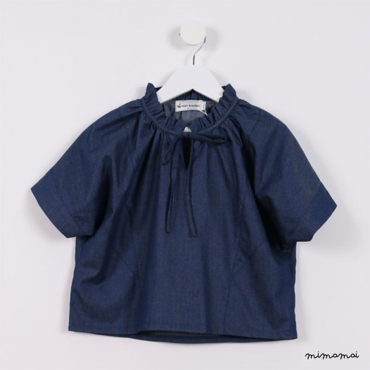 Loose Tie-Front Top blue