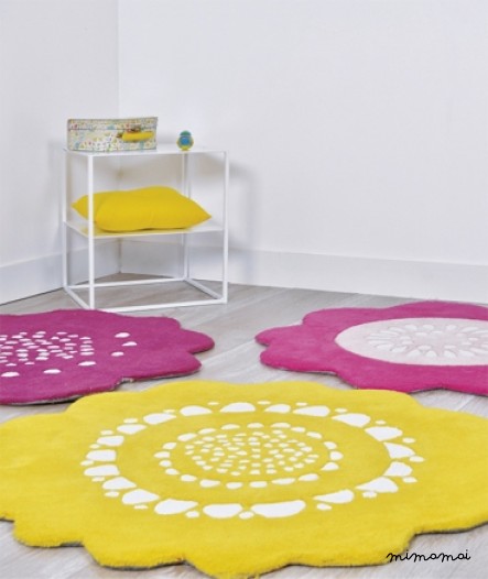 Tapis fleur fille (&Oslash;80cm) - FLEUR JAUNE