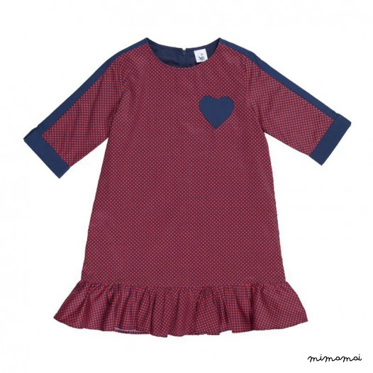 Frill Panel Dress red and navy
