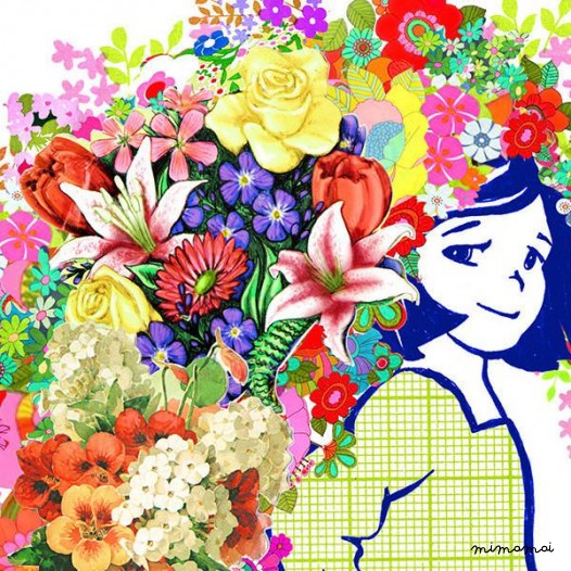 A- Sleeveless Dress Flowers in her hair