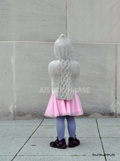 Hand-knitted Girl's Poncho/Merino wool
