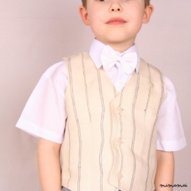 Natural linen striped vest tan latte beige