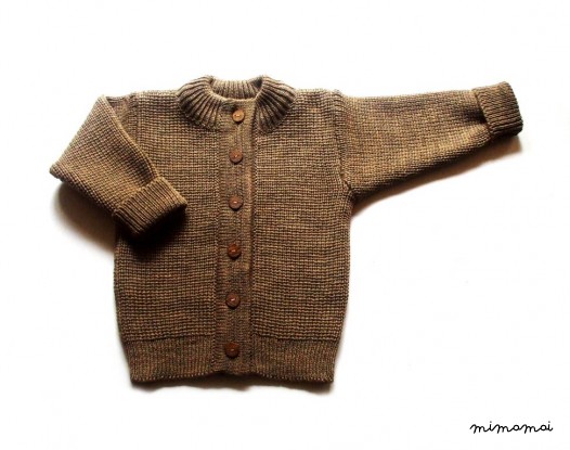 Babies/Children's Virgin wool round neck Cardigan with handmade oak buttons
