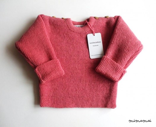 Babies/Children's knitted lambswool crew neck sweater with oak buttons/jumper/cardigan
