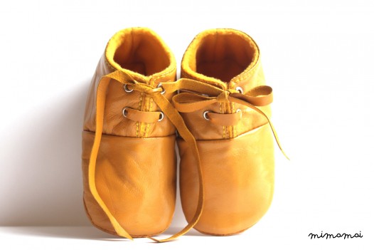 3 - 6 Months Slippers / Baby Shoes Lamb Leather mustard yellow