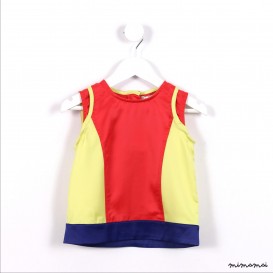 Sleeveless Contrast Top pink yellow blue