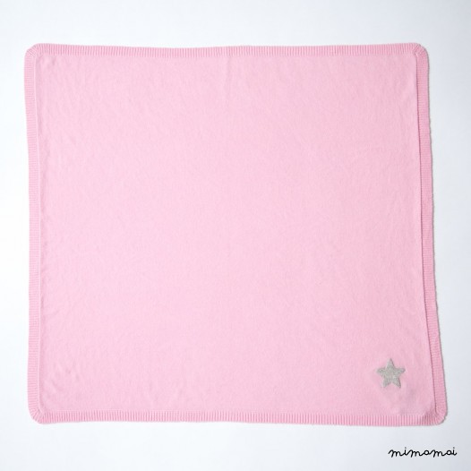Cashmere Baby Blanket with Star - Light Rose