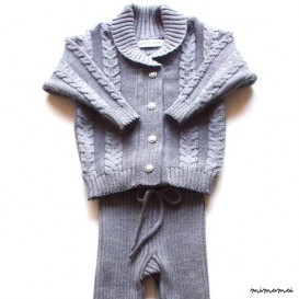 Babies/Children's/Toddler's Cable knit Merino wool Shawl collar Cardigan, pants and socks/outfit
