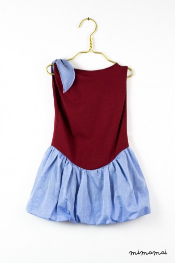 Ella dress in bordeaux and blue