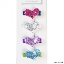 Hair Clip Set Of 4 Sparkle Hearts - B