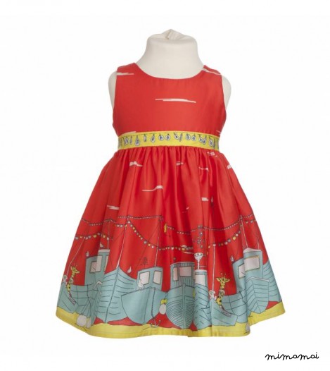 Martha dress Boats in Red