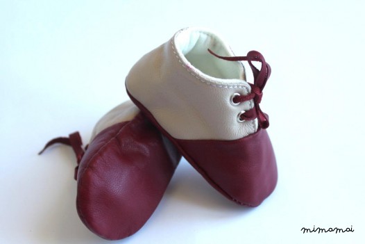 12-18 Months Slippers / Baby Shoes Lamb Leather Claret Red Bordeaux