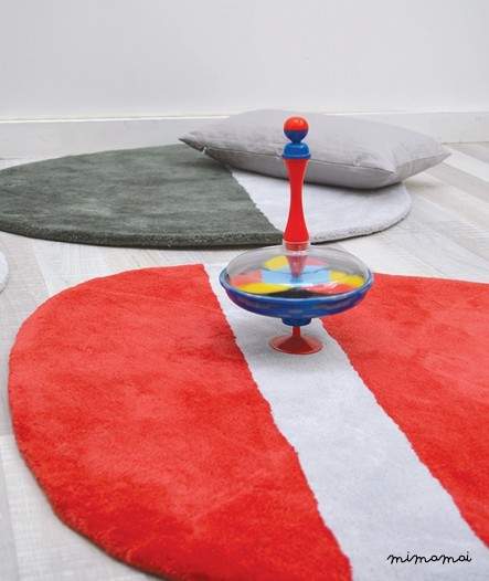 TAPIS COTON (80x78cm) - STONE POPPY RED