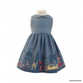 Millie Dress London Print in Midnight Blue