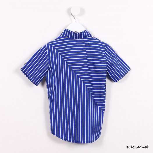 Short-sleeved Slash Shirt blue stripes