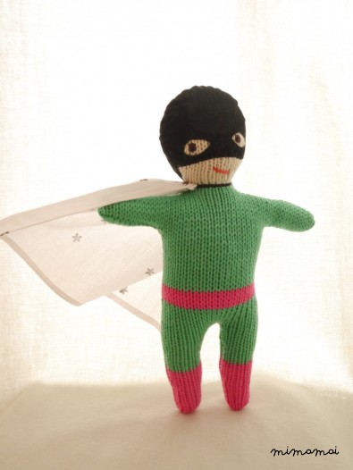 Superhero doll - Green & Fuchsia