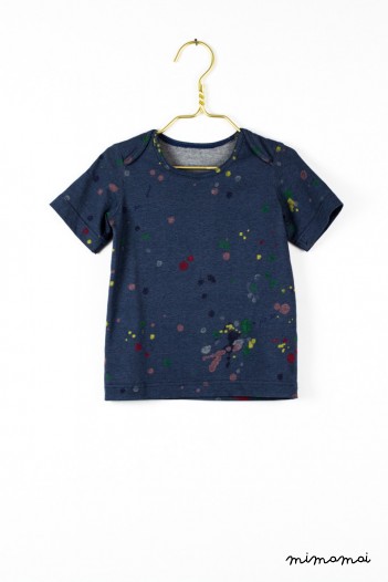 Carla t-shirt in dark blue with the paint splatter print