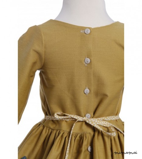 Betty Dress London Print in Mustard
