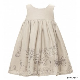 Rosie dress Woodland print in plum linen